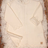 Vestitino neonata merletto in pura lana merino - Maglificio di Verona