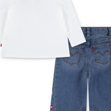 Completo 2 Pezzi Bambina con T-shirt Bianca e Jeans Ricamati | Levi’s