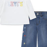 Completo 2 Pezzi Bambina con T-shirt Bianca e Jeans Ricamati | Levi’s