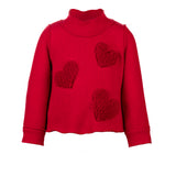 Maglione Rosso Bambina con Cuori Applicati | Elsy