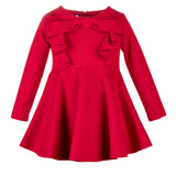 Abito Rosso Bambina con Fiocco e Rouches | Elsy
