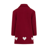 Cappotto bordeaux bambina con cuori bianchi | Simonetta
