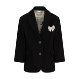 Cappotto Nero Bambina con Fiocco Ricamato | Simonetta