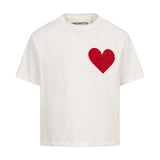 T-shirt bianca bambina con cuore rosso e scritta sul retro | Simonetta