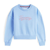 Felpa Azzurra Bambina con Logo Glitter | Tommy Hilfiger