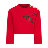 Felpa rossa bambina con bottoni dorati e logo cuori | Balmain Kids