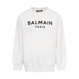 Felpa bianca con logo Balmain Paris | Balmain Kids
