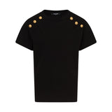 T-shirt nera con bottoni dorati | Balmain Kids