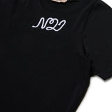 T-shirt nera con logo ricamato N°21 | N°21 Kids