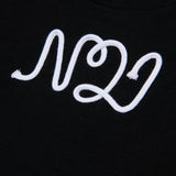 T-shirt nera con logo ricamato N°21 | N°21 Kids