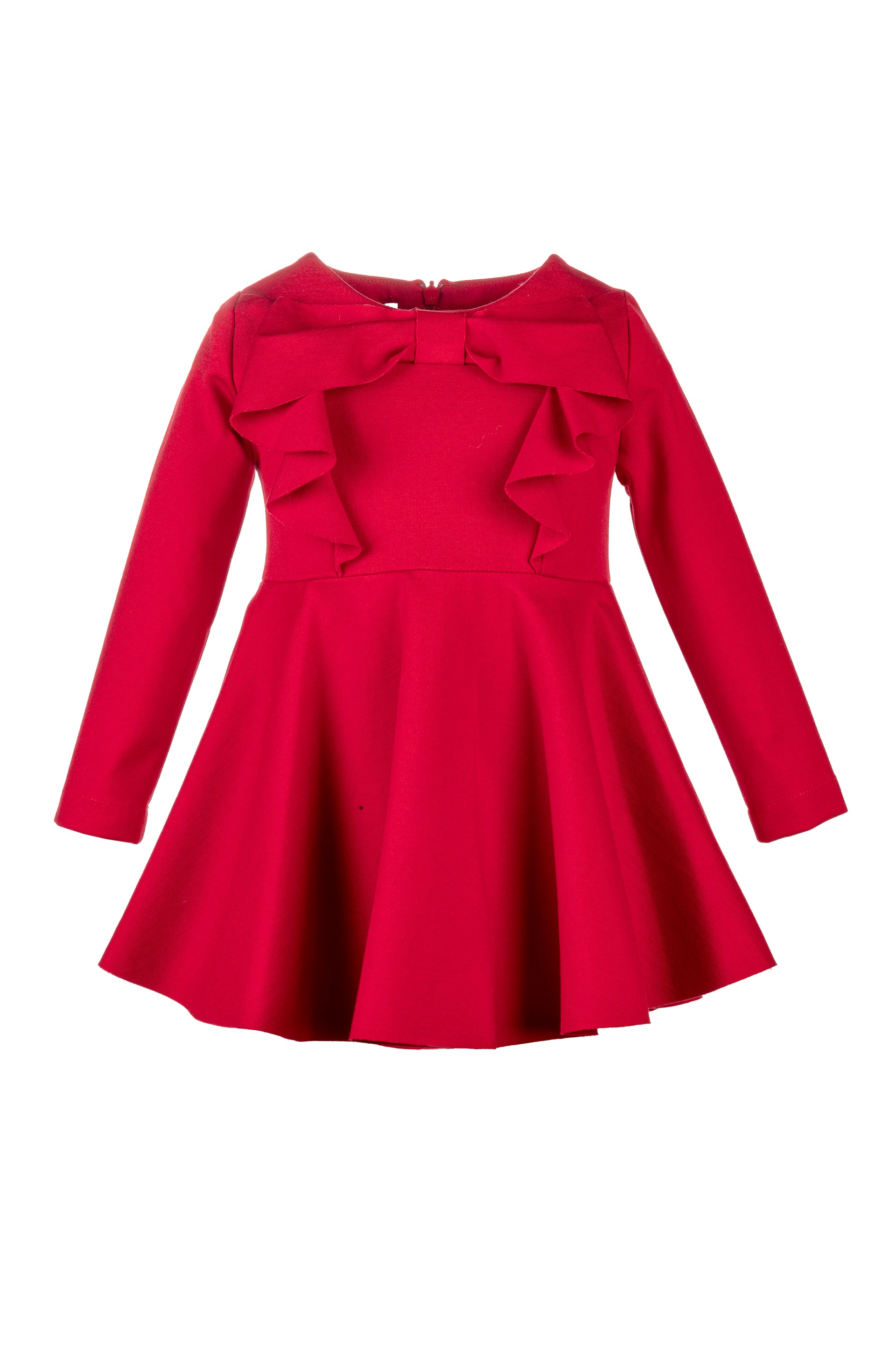 Abito Rosso Bambina con Fiocco e Rouches Elsy – 910 Boutique