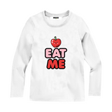 Maglia bianca maniche lunghe con stampa “Eat Me” | Mousse Kids