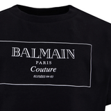 T-shirt nera cropped con logo Couture | Balmain Kids