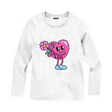 Maglia bianca cuore rosa con fiore | Mousse Kids