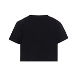 T-shirt nera cropped con logo Couture | Balmain Kids
