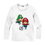 Maglia bianca maniche lunghe BroSoccer con stampa calcio | Mousse Kids