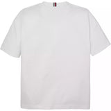 T-shirt bianca in cotone con logo tono su tono | Tommy Hilfiger
